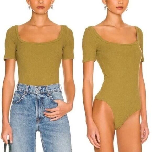 NWT n:PHILANTHROPY Langley Olive Green Ribbed Bodysuit Size S - Picture 1 of 11